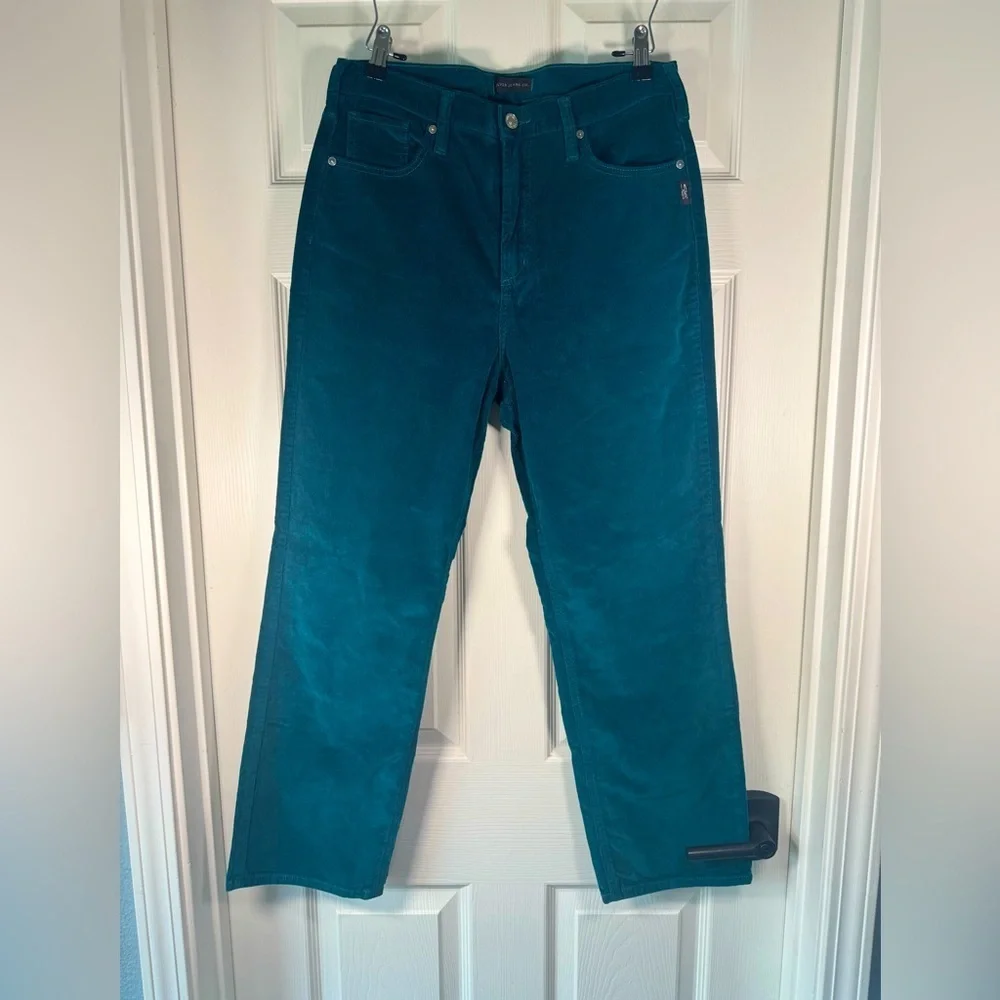 Silver Jeans Co Teal Highly Desirable Straight Corduroy Pants Womens Size 30